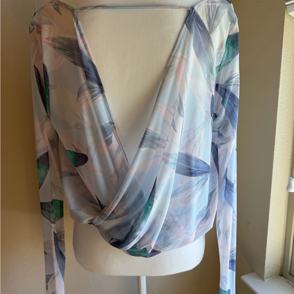 Fabletics Light Blue Floral-Print Muscle Tee View 3